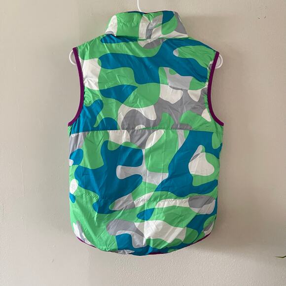 Nike Girls Alliance Graphic Reversible Puffer Vest Polka Dot Camo Size Large - Picture 5 of 11
